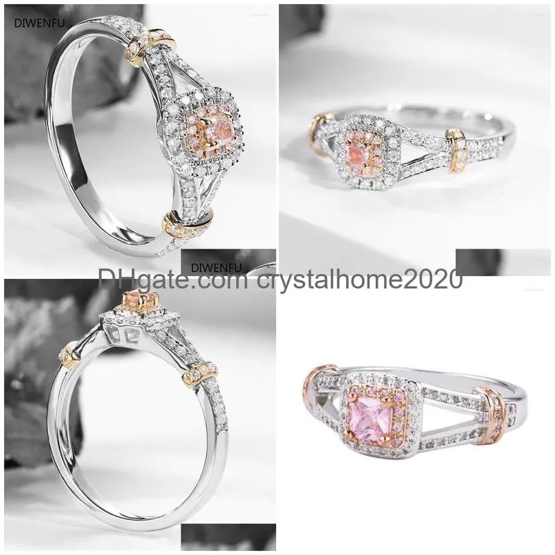 Cluster Rings 2023 Romantic Pink Diamond For Women S Sterling Sier Fine Jewlery Cute Wedding Couples Fashion Gift Drop Delivery Dh02X