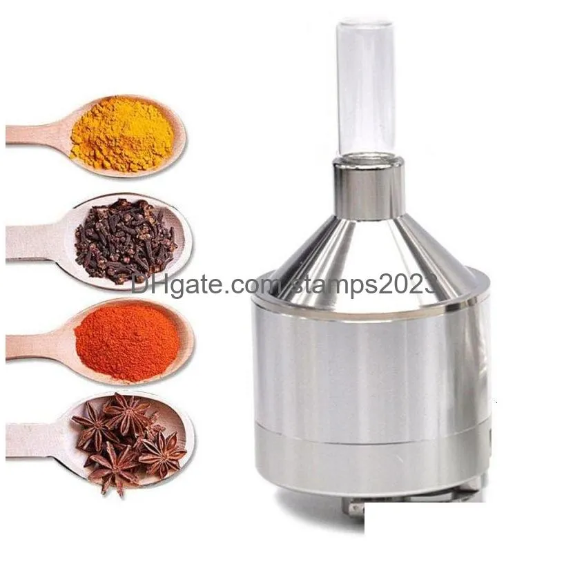 Mills Powder Grinder Hand Mill Funnel Coarse Spice Built-In Filter Mesh Crank Metal Smoke 230724 Drop Delivery Dhun7