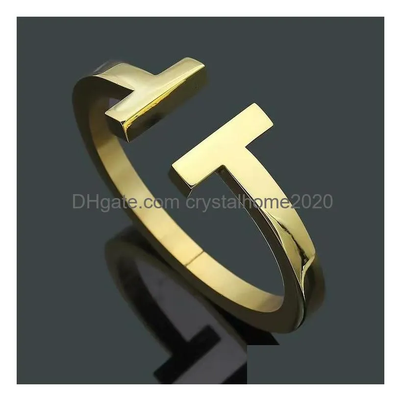 Bangle 2023 Brand T Ly Couple Titanium Steel Cuff High Quality Gold Designer Bracelet Jewelry Drop Delivery Jewelry Bracelets Dht8K