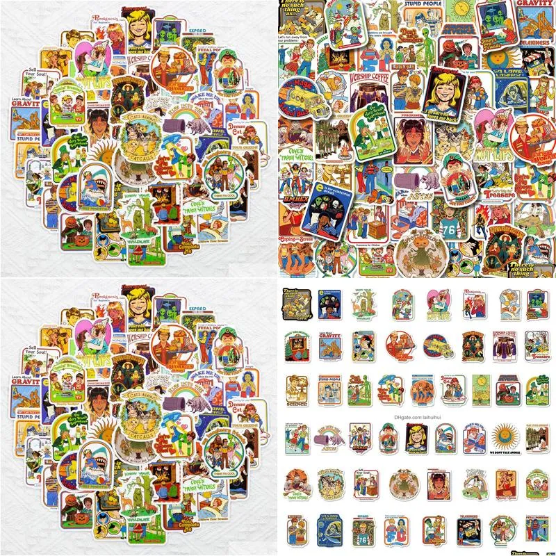 50pcs mixed cartoon retro ghost graffiti anime stickers luggage diy skateboard laptop helmet guitar sticker decals toys