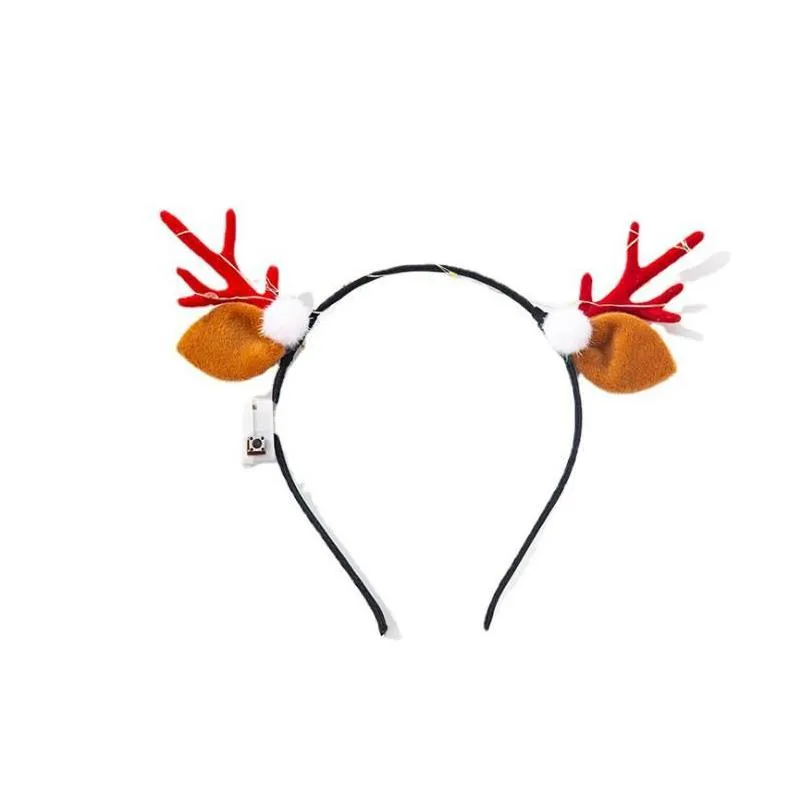 Christmas Decorations Led Antler Headbands Light Up Reindeer Headband Party Decorations Luminous Glow Headpieces Flashing Hair Drop De Dhw4Q
