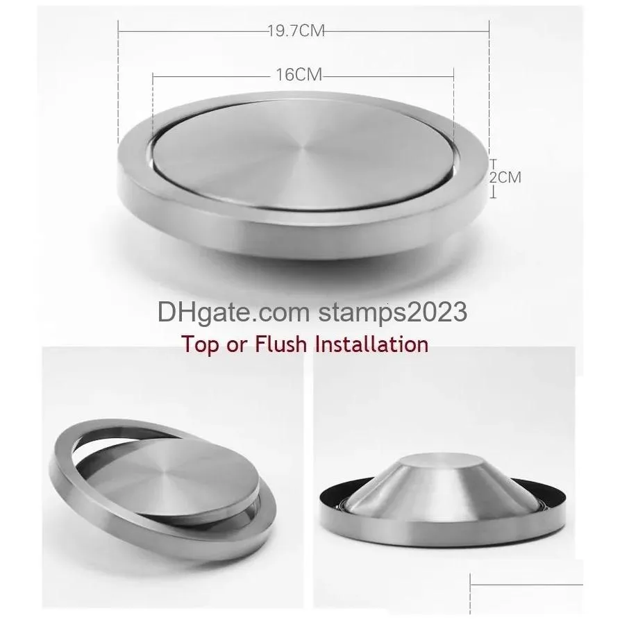 Waste Bins Stainless Steel F Recessed Built-In Nce Swing Flap Lid Er Trash Bin Garbage Can Kitchen Counter Top Ashcan Drop Delivery Dh7Tc