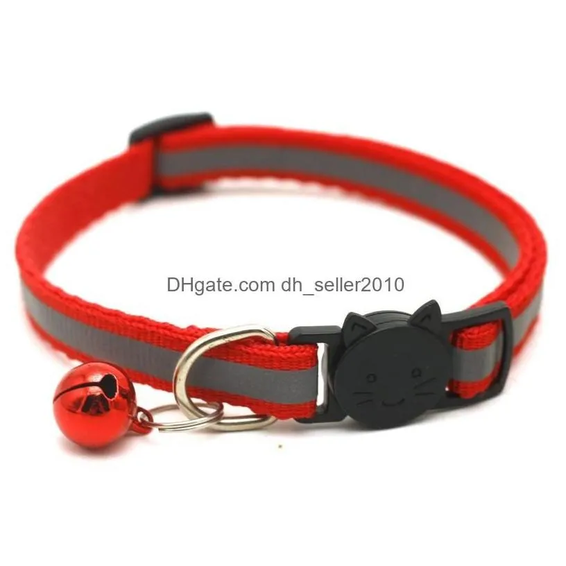 Dog Collars Leashes Adjustable Reflective Pet With Bells Charm Necklace Collar For Little Dogs Cat Supplies Dbc Drop Delivery Home