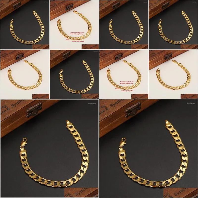 Bangle High Qualiaty Gold Bracelet Men Jewelry Wholesale Trendy Color 21Cm 9Mm Thick Cuban Link Chain Bracelets Boy Drop Delivery Dhlgt