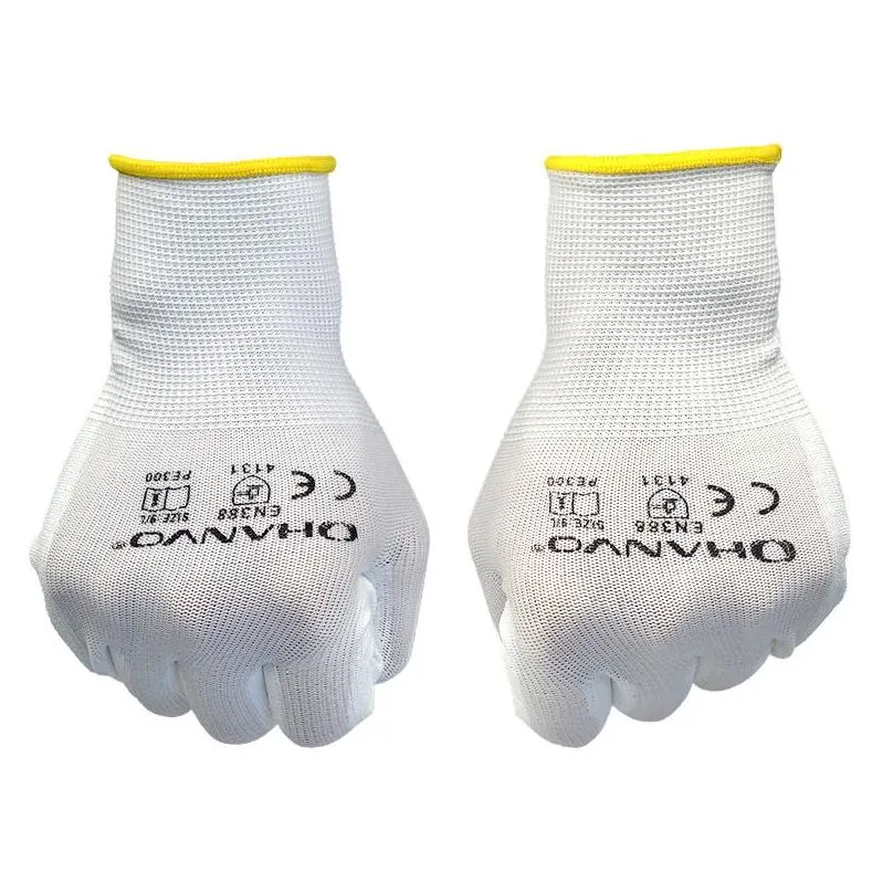 wholesale work gloves pu coated nitrile safety glove for mechanic working nylon cotton palm ce en388 oem hand protection