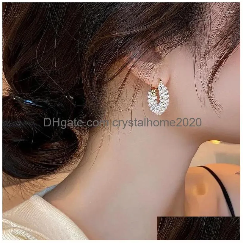 Hoop & Huggie Hoop Earrings U-Shaped Mti Row Pearl Light Niche Design High-End Temperament Autumn And Winter Unique Drop Delivery Jew Dhlqv