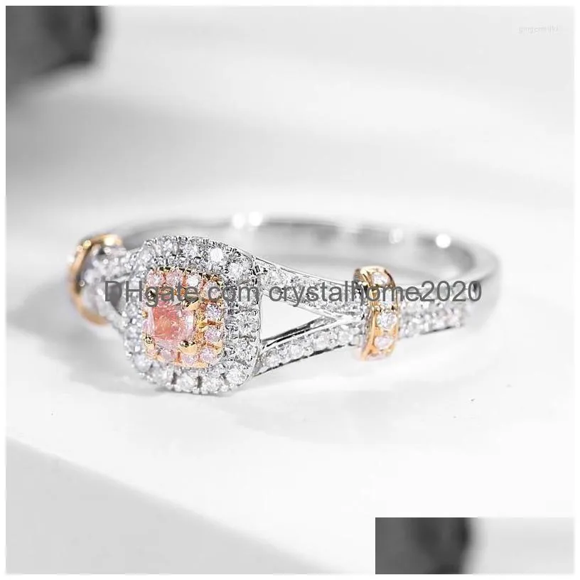 Cluster Rings 2023 Romantic Pink Diamond For Women S Sterling Sier Fine Jewlery Cute Wedding Couples Fashion Gift Drop Delivery Dh02X