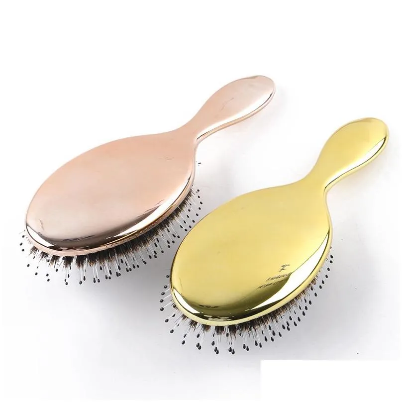 golden color boar bristle brushes professional salon hairdressing brush hair extensions tools