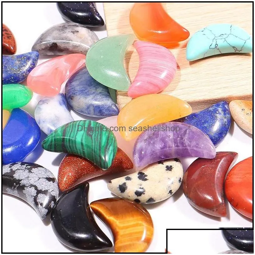 Stone Wholesale Custom Natural Crystal Small Crescent Healing Moon Stones For Jewelry Making Bend Crafts Ornament 13X18Mm Dhseller2010
