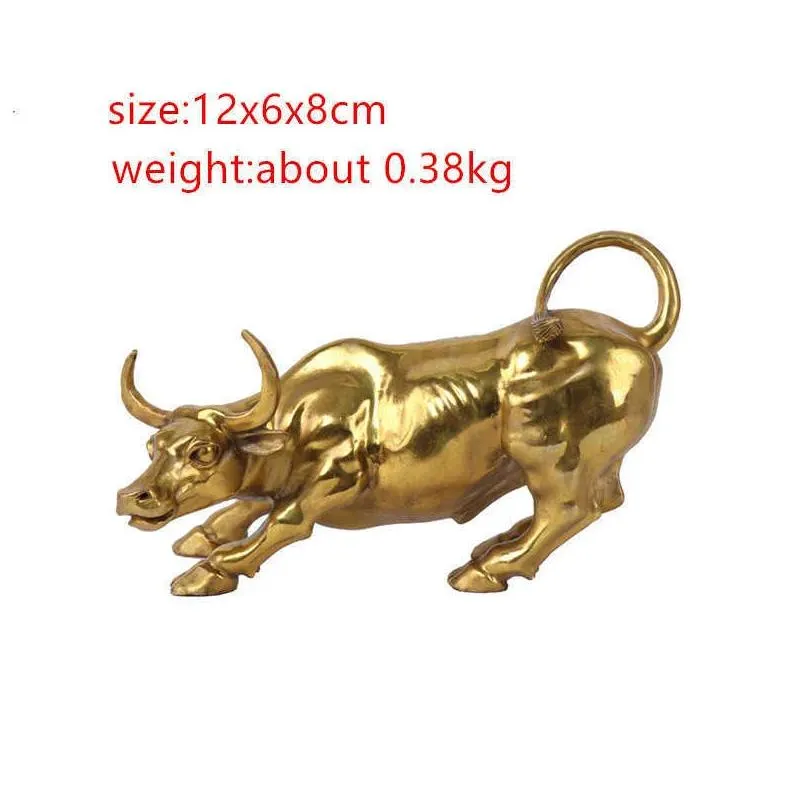 Arts And Crafts 100% Brass Bl Wall Street Cattle Scpture Copper Cow Statue Mascot Exquisite Crafts Ornament Office Decoration Business Dhhlj