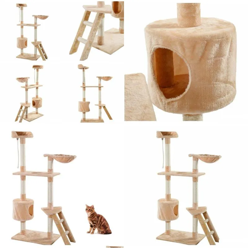 Cat Furniture Scratchers 60 Inch Kitten Pet House Hammock Cat Tree Tower Condo Sc qylfaD dhseller2010