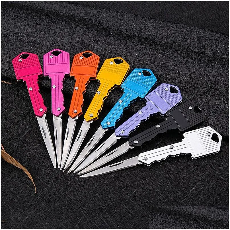 Keychains & Lanyards Self Defense Keychains Designer Knife Keychain Mini Pocket Knives Stainless Folding Key Chain Outdoor Cam Huntin Dhcq5