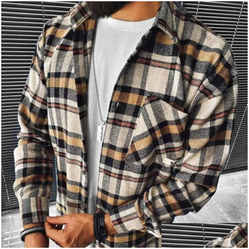 Men`S Casual Shirts Fashion Spring Plaid Flannel Shirts Man Long Sleeve Soft Comfort Slim Fit Styles Men Jacket Cardigan Drop Deliver Dhkl7