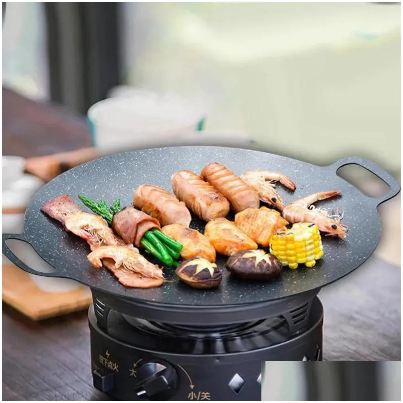 pans korean bbq pan nonstick for camping and outdoor round griddle