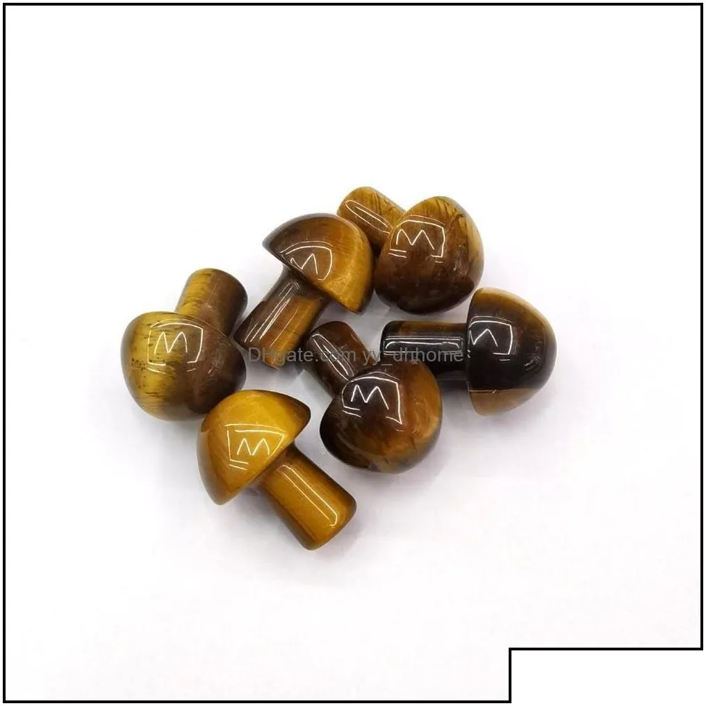 Stone Loose Beads Jewelry 2Cm Mushroom Statue Natural Gems Hand Carved Decoration Reiki Healing Quartz Crystal Gift Room Dhgei