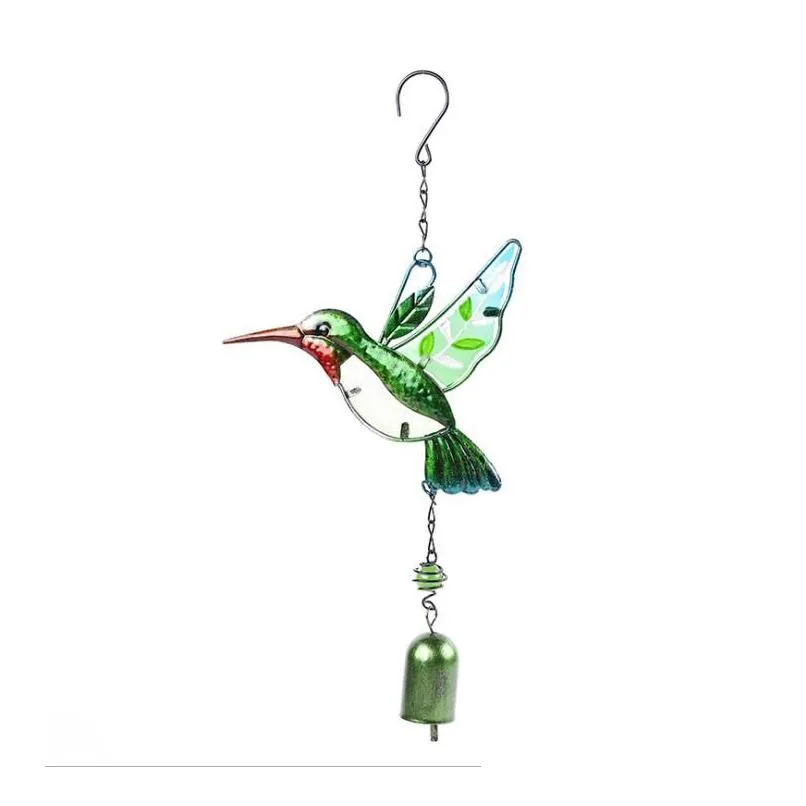 Garden Decorations Wind Chime Glass Hummingbird Dragonfly Wind-Bell Garden Decoration For Home Patio Porch Yard Lawn Balcony Decor Hol Dh0Sl