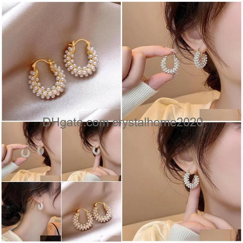 Hoop & Huggie Hoop Earrings U-Shaped Mti Row Pearl Light Niche Design High-End Temperament Autumn And Winter Unique Drop Delivery Jew Dhlqv