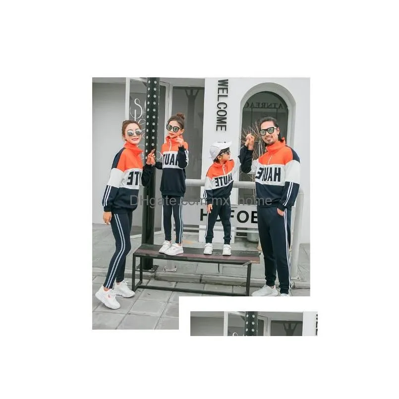 2019 arrival family matching outfits colorful autumn casual clothing orange black comfortable