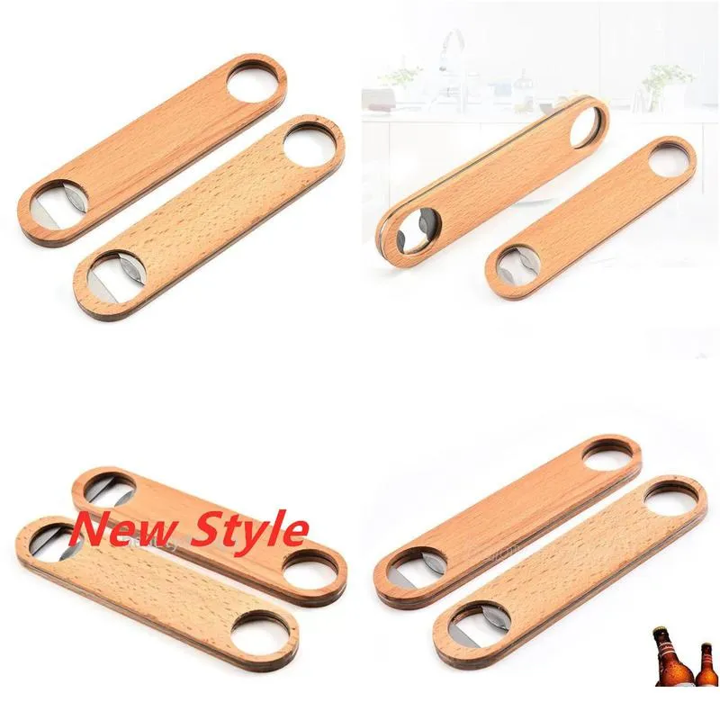 Openers Wood Handle Bottle Openers Bar Blade Beer Opener Vintage Wooden Stainless Steel Bartender In Stock Aa Drop Delivery Home Garde Dhe8Y