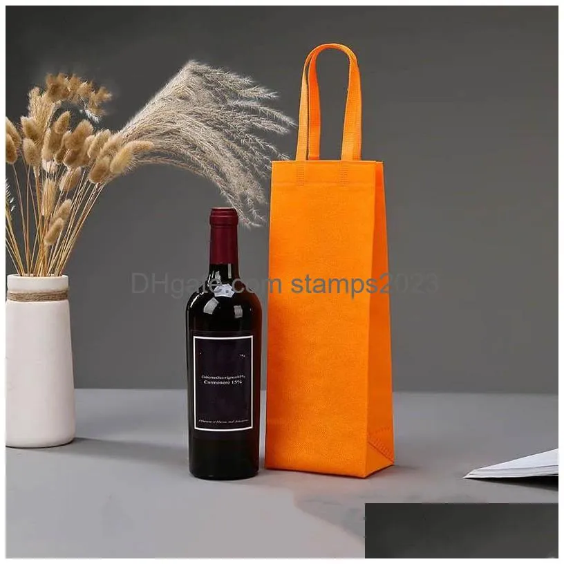 Packing Bags Wholesale Packaging Bags 30Pcs Nonwovens Champagne Beer Waterproof Gift Bag Color Single Double Bottle Red Wine Hand Hand Dhqq3