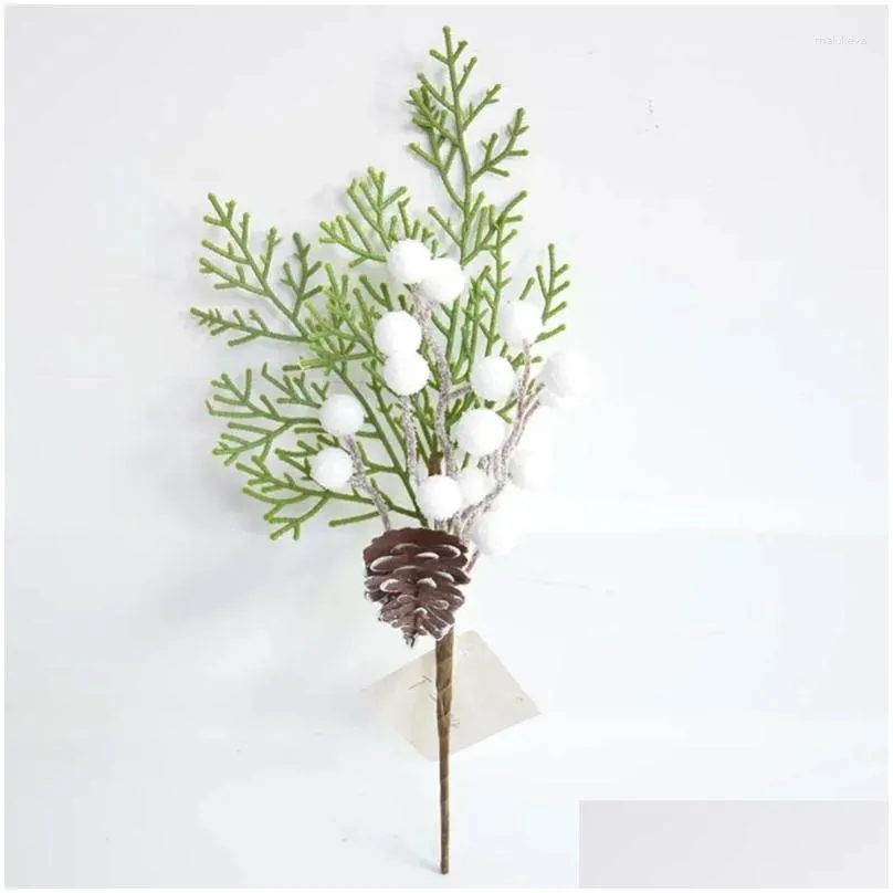 decorative flowers artificial plants simulation christmas red fruits snowflakes pine needles used for living and home accessories