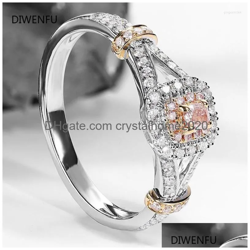 Cluster Rings 2023 Romantic Pink Diamond For Women S Sterling Sier Fine Jewlery Cute Wedding Couples Fashion Gift Drop Delivery Dh02X