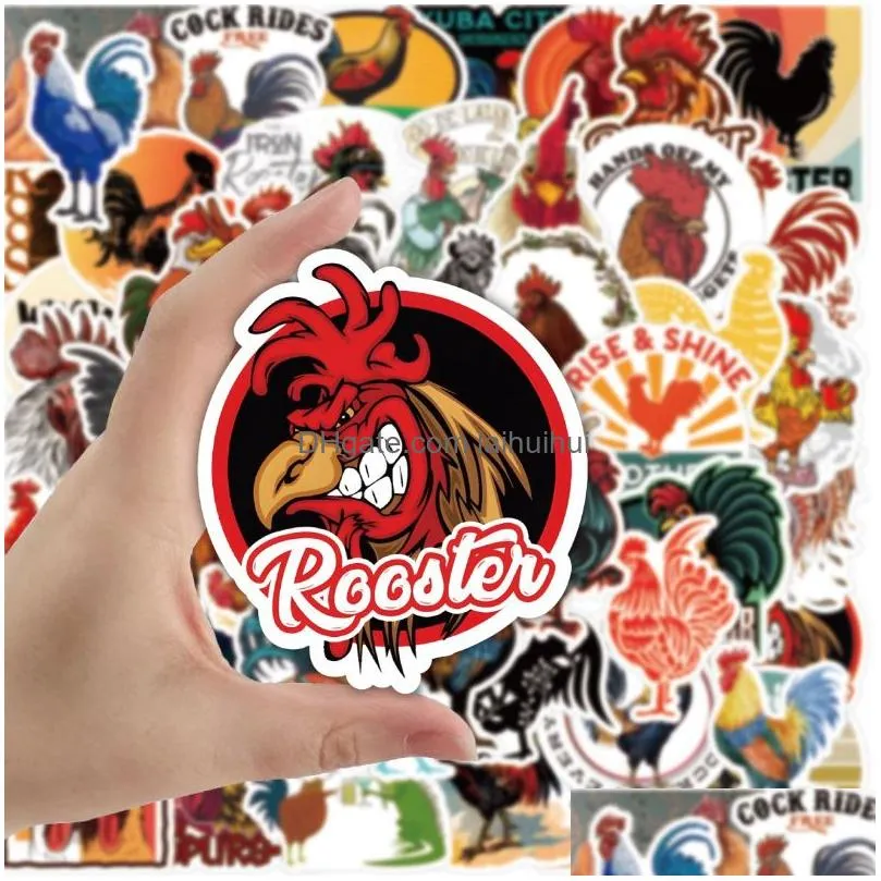 50pcs rooster stickers chanticleer sticker cock graffiti stickers for diy luggage laptop skateboard motorcycle bicycle decals