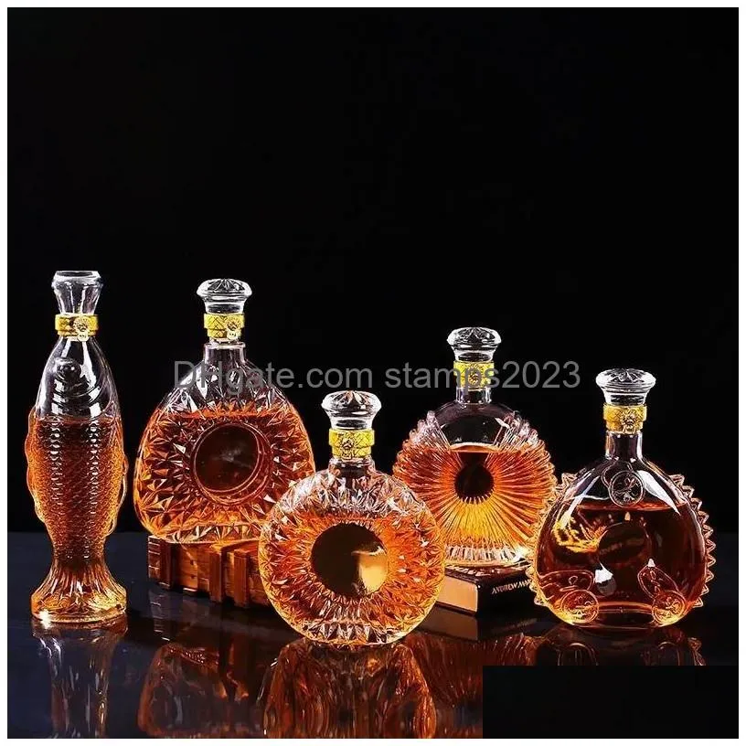 Bar Tools Novelty Design Mti Styles Barware Wine Glass Bottle 250-1000Ml Lead- Whiskey Decanters For Liquor Scotch Bourbon 231228 Drop Dhls2
