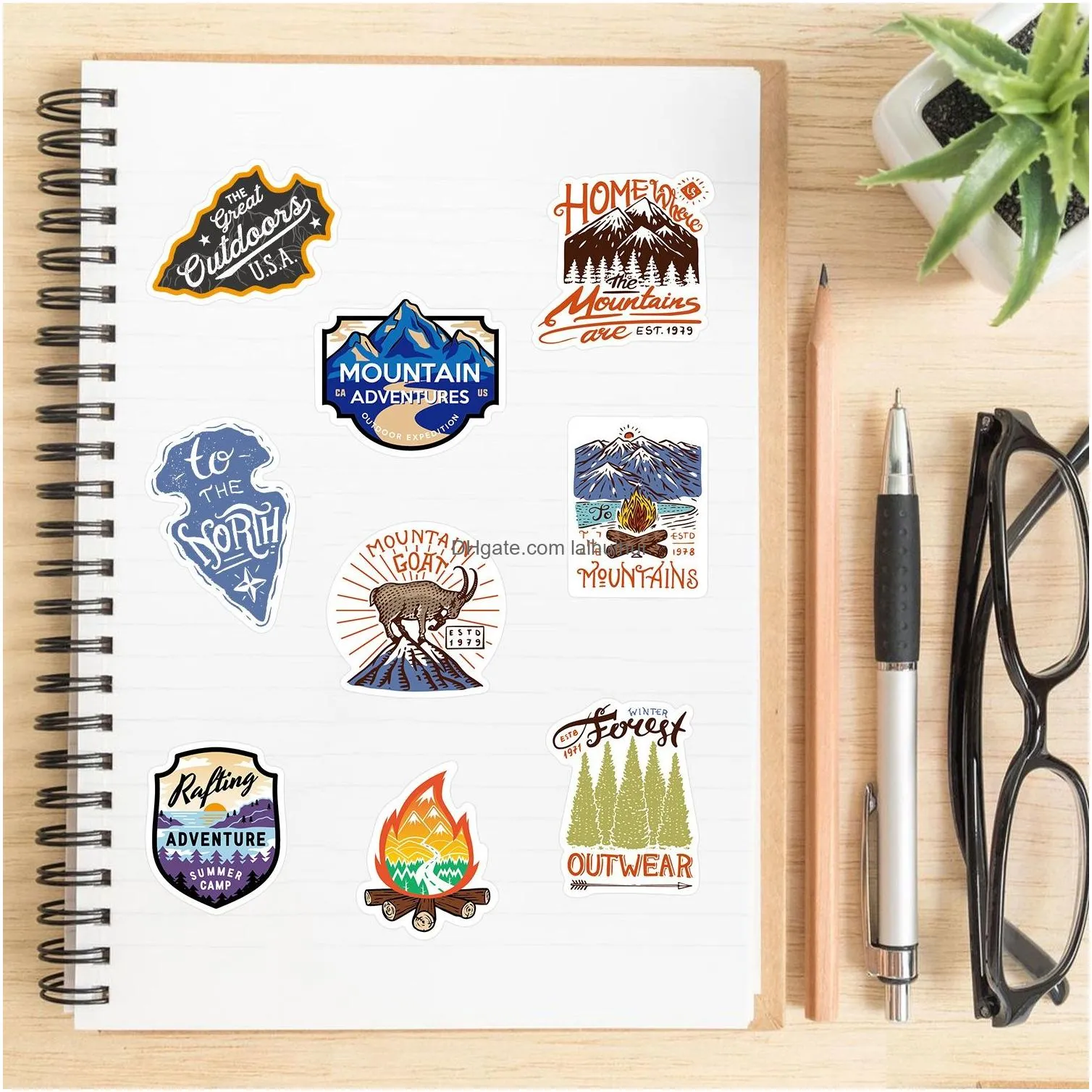 50pcs cartoon outdoor camping sticker travel graffiti kids toy skateboard car motorcycle bicycle sticker decals