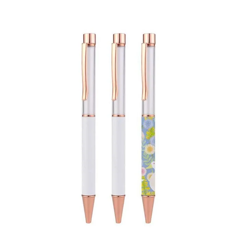 Other Festive & Party Supplies Sublimation Ballpoint Pens Blank Heat Transfer White Zinc Alloy Material Customized Pen School Office S Dhrvl
