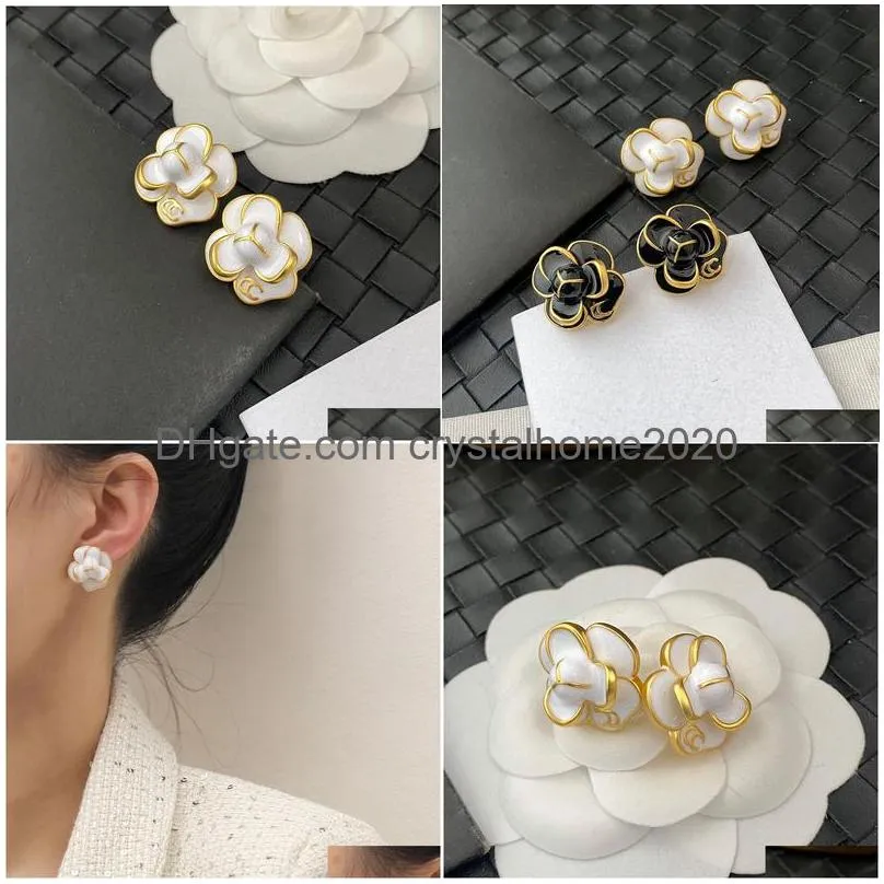 Stud Brass Esigner Crystal Stud Women Gold Plated Earring Copper Charm Geometry Round Eardrop Womens Wedding Jewelry Drop Delivery Je Dhnpd