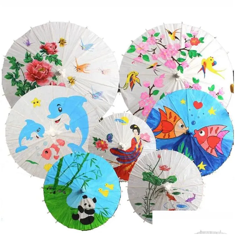 Umbrellas 60Cm Diy Blank Bamboo Papers Umbrella Craft Oiled Paper Umbrellas Painting Bride Wedding Childrens Iti Drop Delivery Home Ga Dhsxx