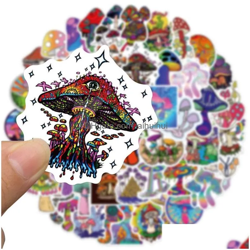 50pcs/lot psychedelic aesthetics mushroom stickers decal car guitar motorcycle luggage suitcase cartoon graffiti sticker