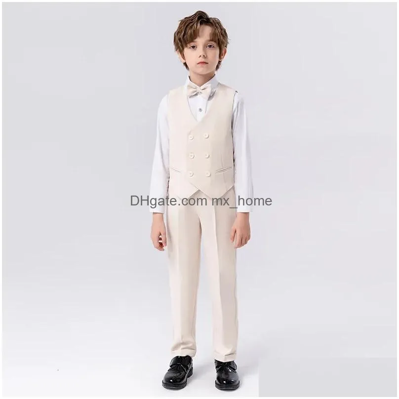 clothing sets fashion boys suits clothes solid baptism sets suits flower wedding childres suits clothing 3pcs 3-12y conjunto 231108