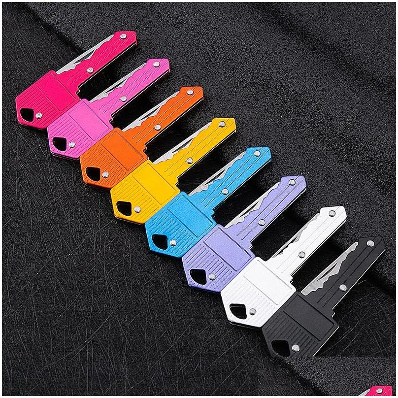Keychains & Lanyards Self Defense Keychains Designer Knife Keychain Mini Pocket Knives Stainless Folding Key Chain Outdoor Cam Huntin Dhcq5