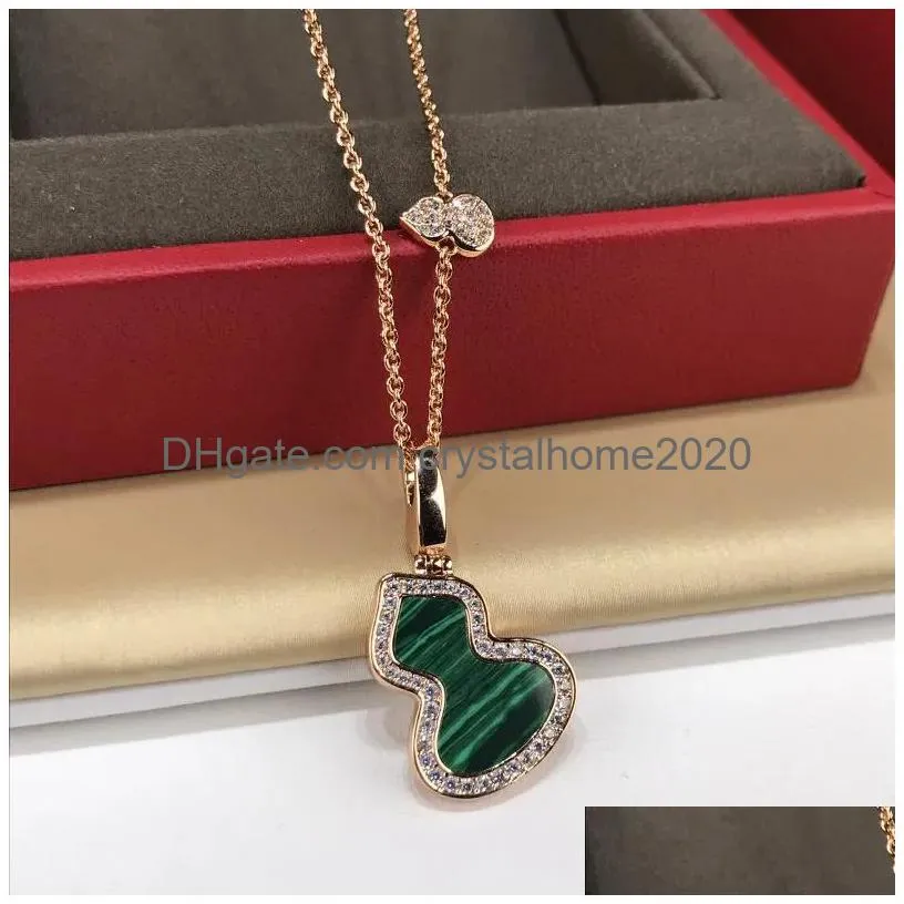 Pendant Necklaces Designer Jewelry Diamond Pendant Classic Titanium Steel Diamonds Bottle Gourd Necklaces Gold Plated Women Luck Neckl Dhsx9