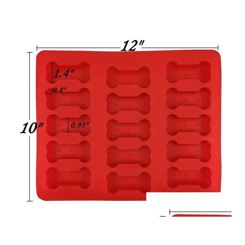 Baking Moulds Food Grade Ice Cube Trays Cooler Puppy Paw Bone Rocket Cake Pan Sile Treats Biscuit Baking Mold Cookie Mods Cutter Red D Dhyvn