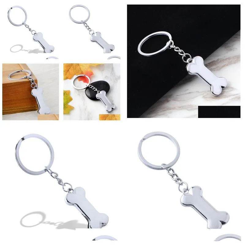 Keychains & Lanyards Dog Bone Keychains Key Chain Fashion Alloy Charms Pet Pendent Tags Ring For Men Women Gift Car Keychain Drop Del Dhiov