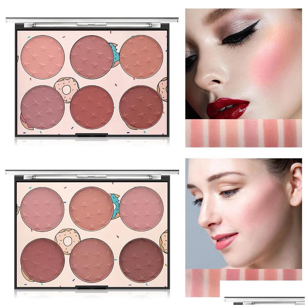 6 colors face blush palette light luxury blusher palettes matte powdered bright shimmer facial contour and highlight blushes makeup