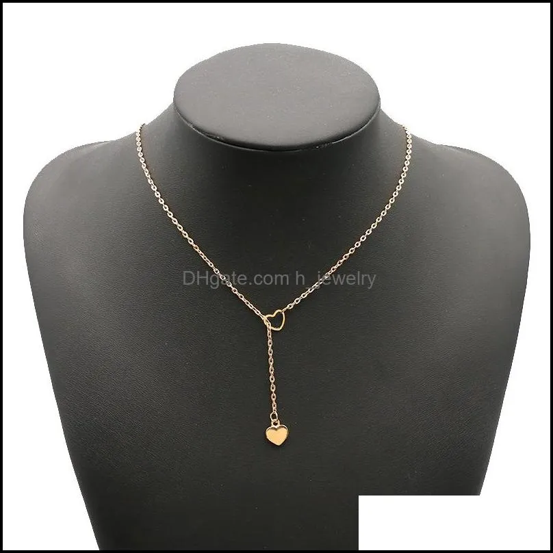 Pendant Necklaces Love Heart Necklace Female Gift Trendy Sier Gold Color Pendant Clavicle Chain Choker Necklaces For Women Jewelry Dro Dhmui