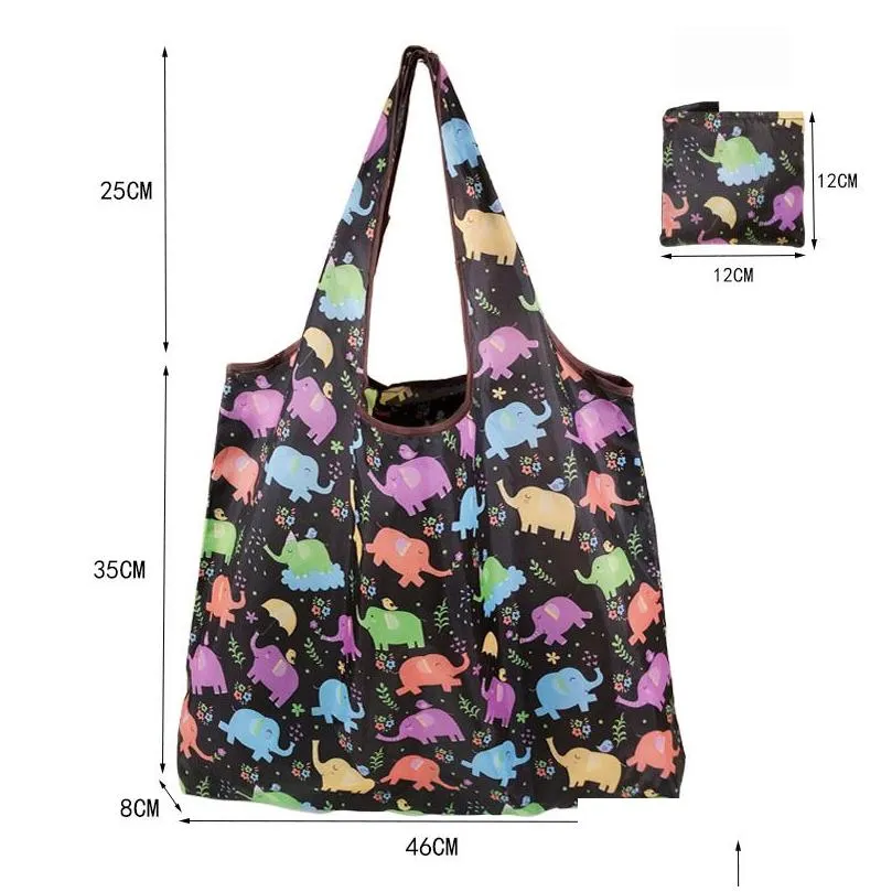 foldable shopping bag reusable travel grocery bag eco-friendly cartoon cat dog cactus lemon printing tote bag