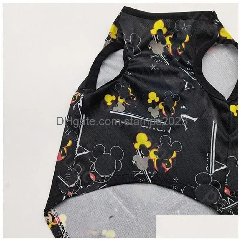 Dog Apparel Cartoon Print Dog Shirt Classic Plover Sweatshirt Designer Thin Breathable Tops Jacket French Bucket Schnauzer Drop Delive Dh5Eg