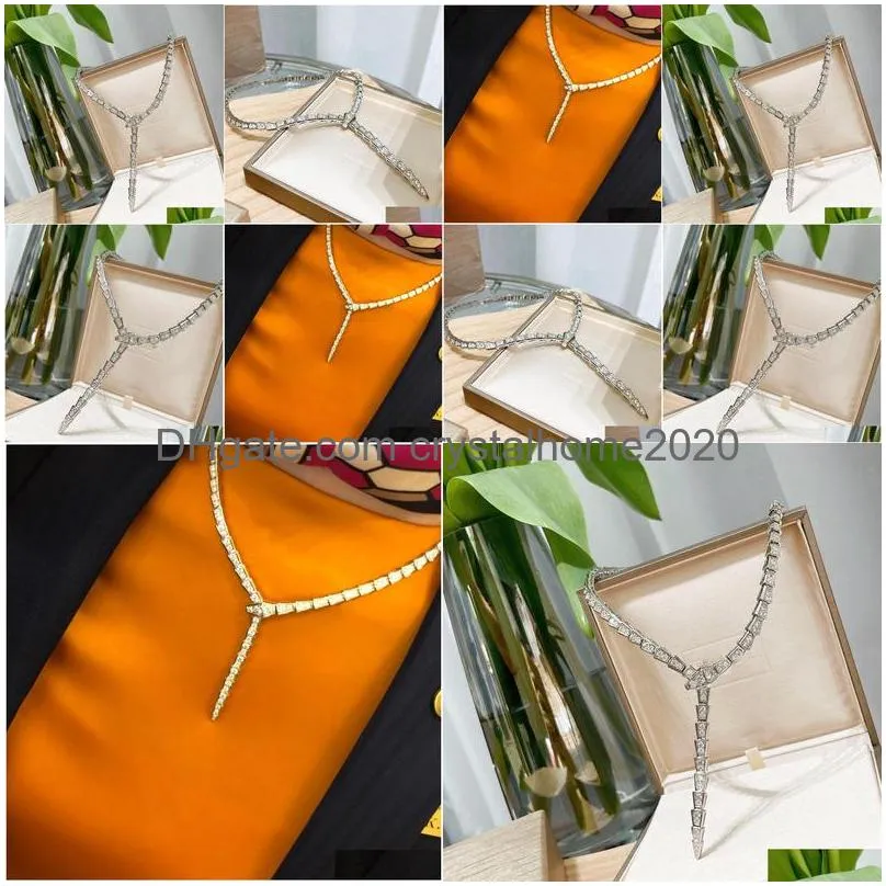 Pendant Necklaces Designer Pendant Necklaces Top V Gold Fl Zircon Snake Shape Round Choker For Women Jewelry Party Gift Wedding Lovers Dhtvl