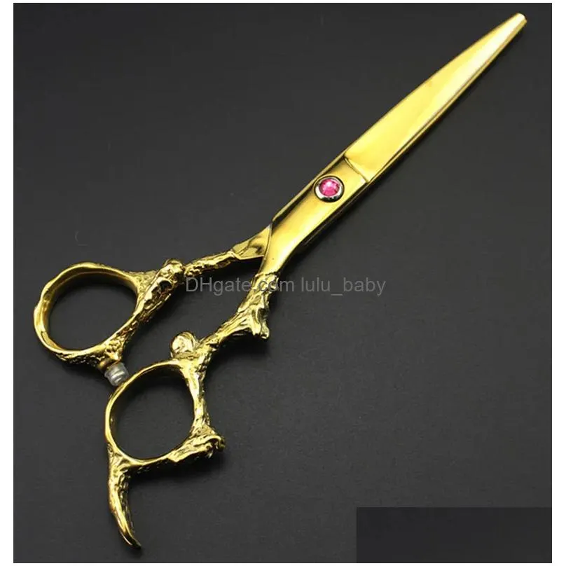 professional japan 440c 6 gold dragon hair scissors haircut thinning barber haircutting cutting shears hairdressing 220222