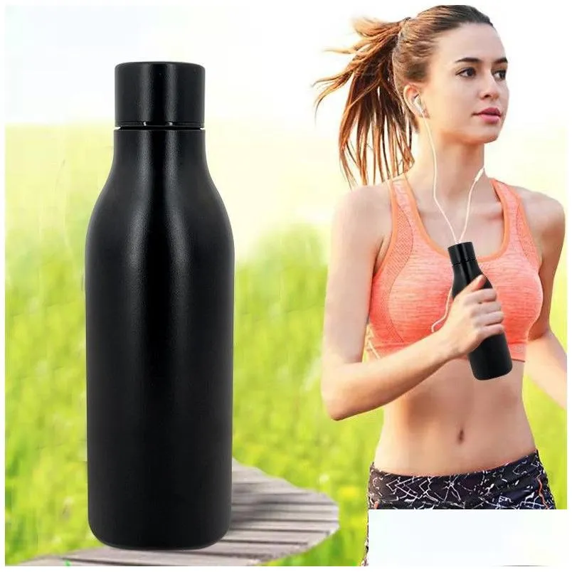 Water Bottles 18Oz 550Ml New Cola Shaped Straight Water Bottles Vacuum Insated Travel Cups Double Walled Stainless Steel Powder Coated Dhpgy