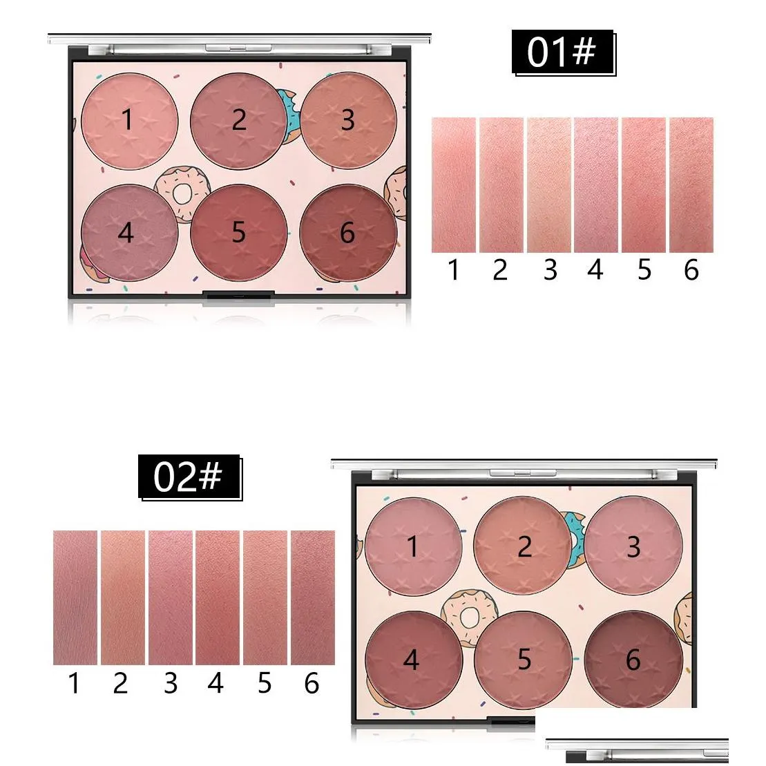 6 colors face blush palette light luxury blusher palettes matte powdered bright shimmer facial contour and highlight blushes makeup