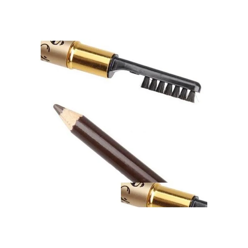  leopard women eyebrow waterproof black brown pencil with brush make up eyeliner 5 colors for choose 5pcs/lot