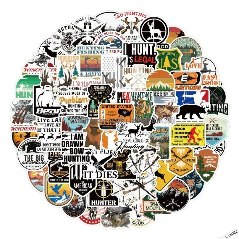 50pcs forest go hunting stickers outdoor camping decals sticker on car backpack motorcycle water bottle laptop skateboard