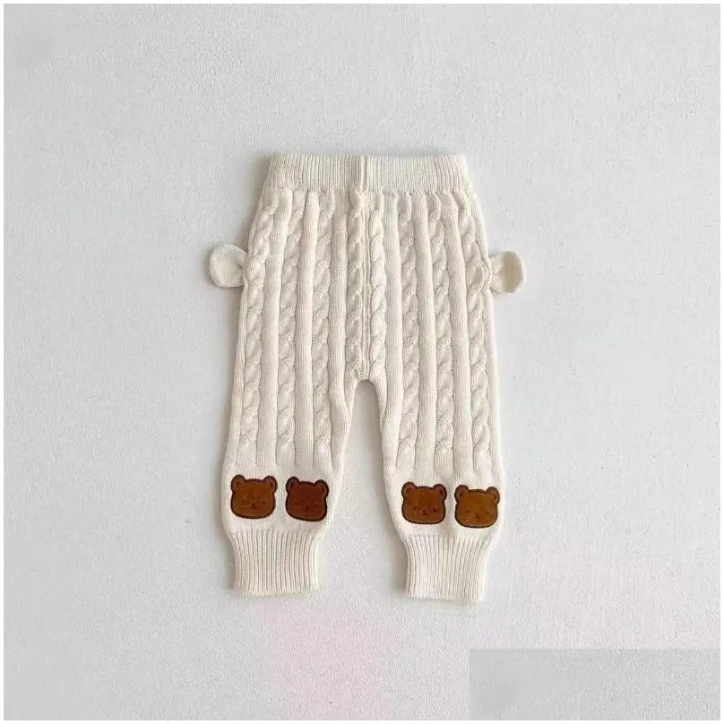 clothing sets winter kids knitted suit children boy girl 2pcs clothes set bear sweater pant infant baby