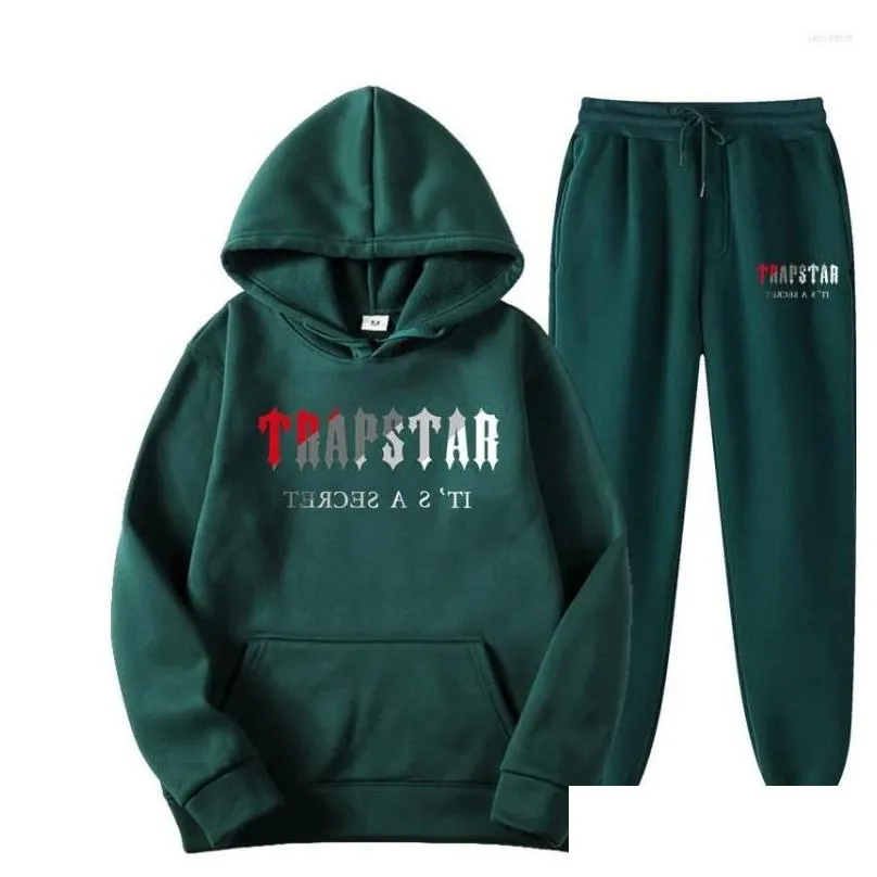 Men`S Jackets Mens Jackets Fw22 Trapstar Men Women Tracksuit Brand Printed Streetwear Sportswear Warmtwo Pieces Set Hoodie Pants Joggi Dhaeo